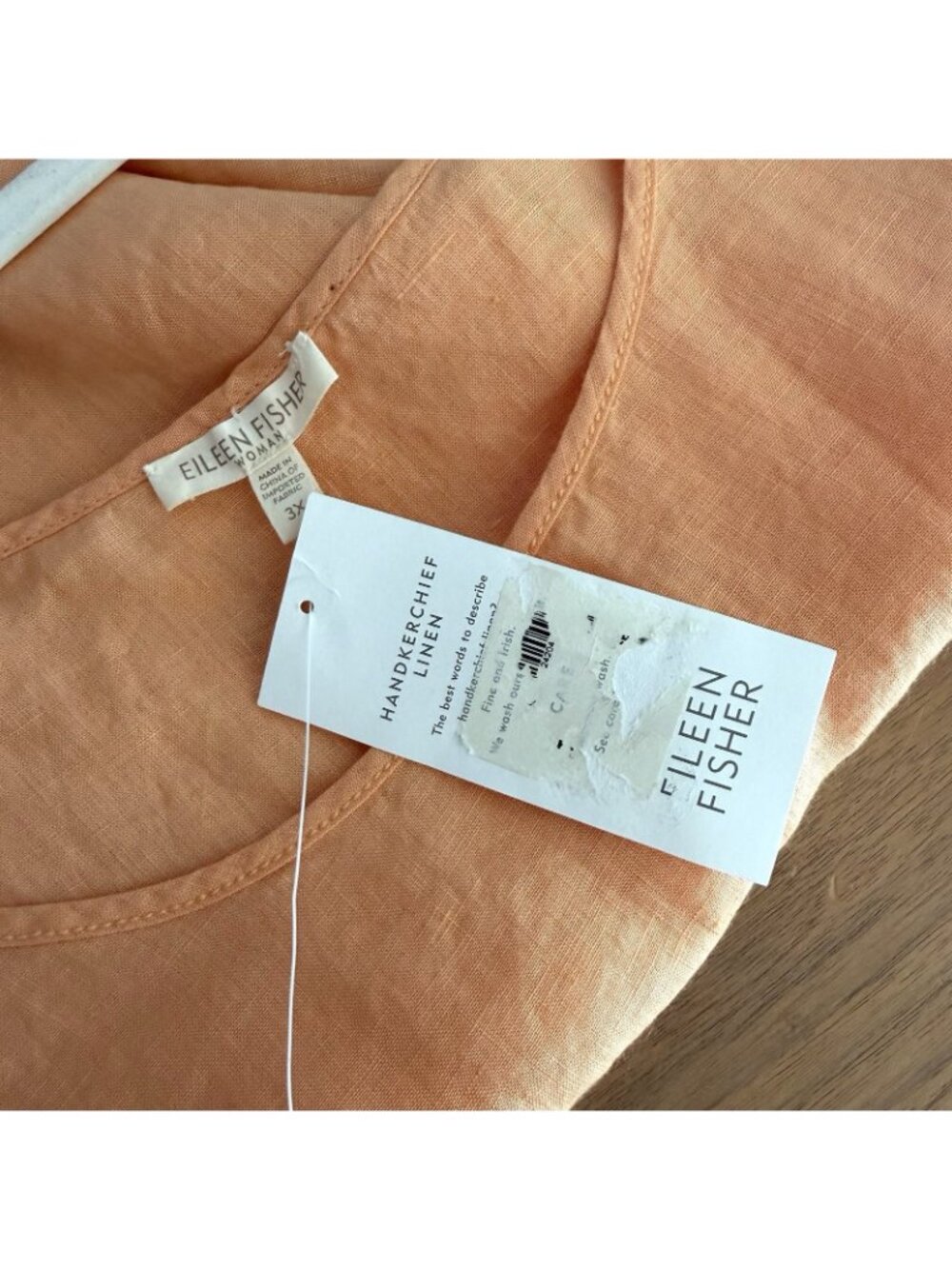 Eileen Fisher Handkerchief Irish Linen Sleeveless Tank Top Sz 3X NWT Orange - Picture 4 of 5